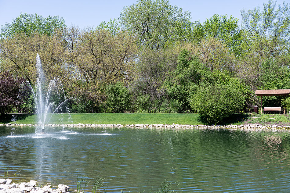 Lightways: outdoor lake and fountain in Joliet, IL