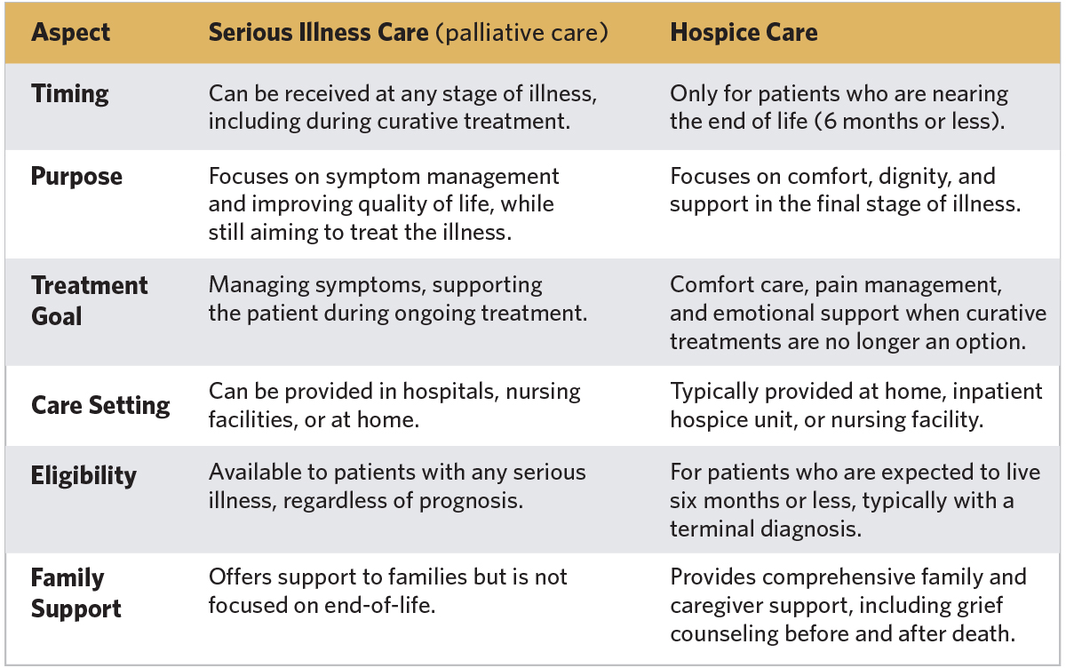 Hospice Vs. Serious Illness Chart